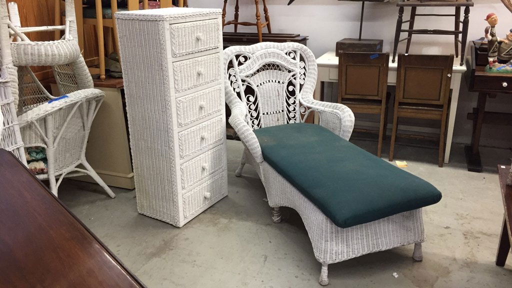 White Wicker Chaise and Tall Chest (1 of 8)