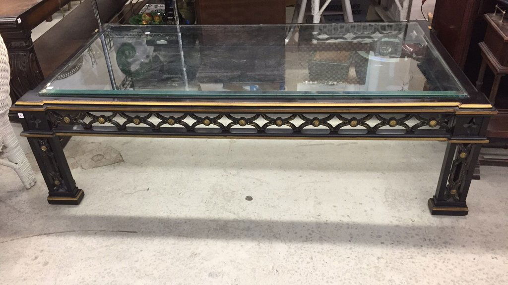 Black Glasstop Gold Accent Coffee Table (1 of 7)