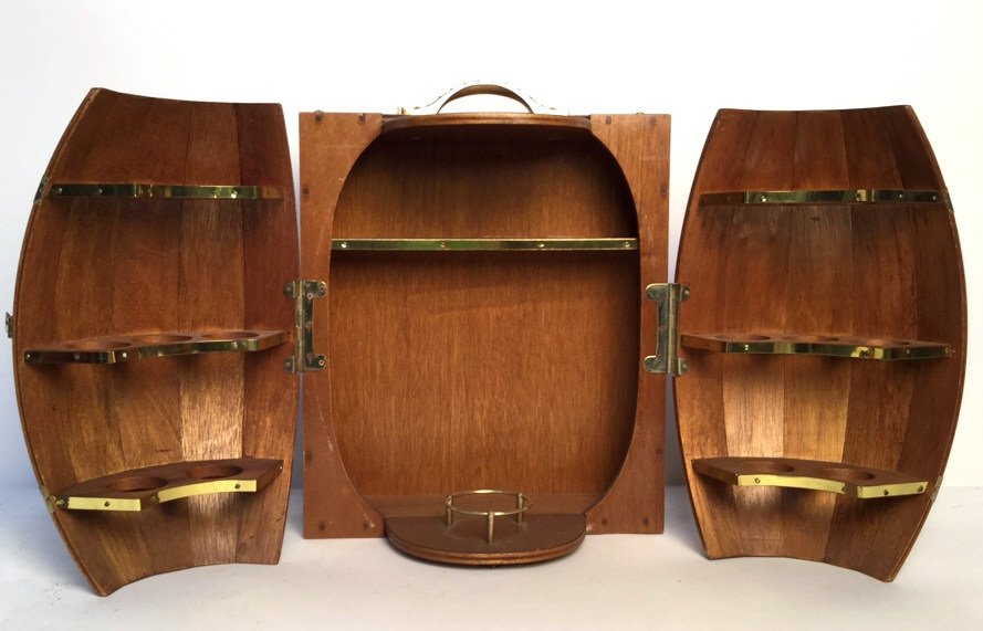 Vintage Wood & Brass Bar Barrel Shelf (1 of 9)