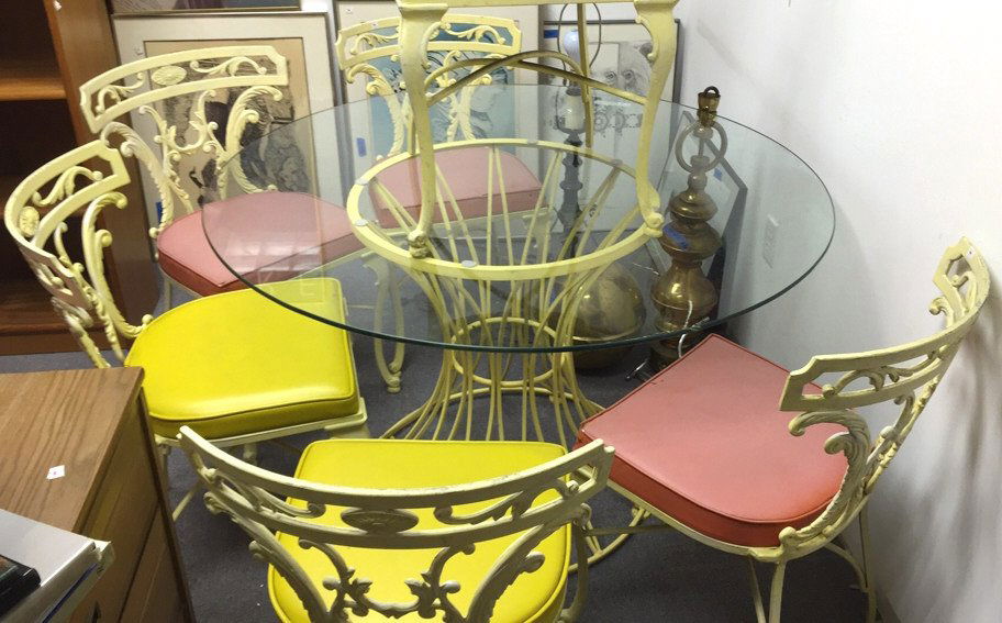 Vintage Glasstop Wrought Iron Patio Set (1 of 9)