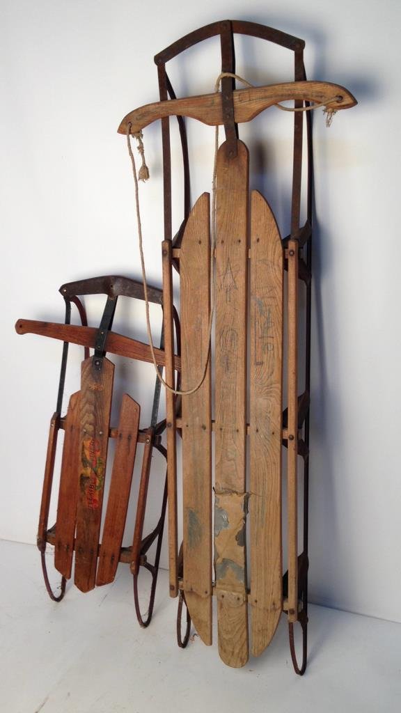 2 Vintage Toboggan Sleds (1 of 7)