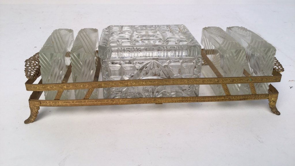 Vintage Brass and Glass Cigarette Ash Trays (1 of 7)