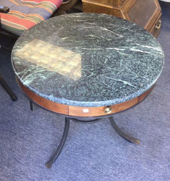 Round Green Top Marble Table With Iron Base (1 of 6)