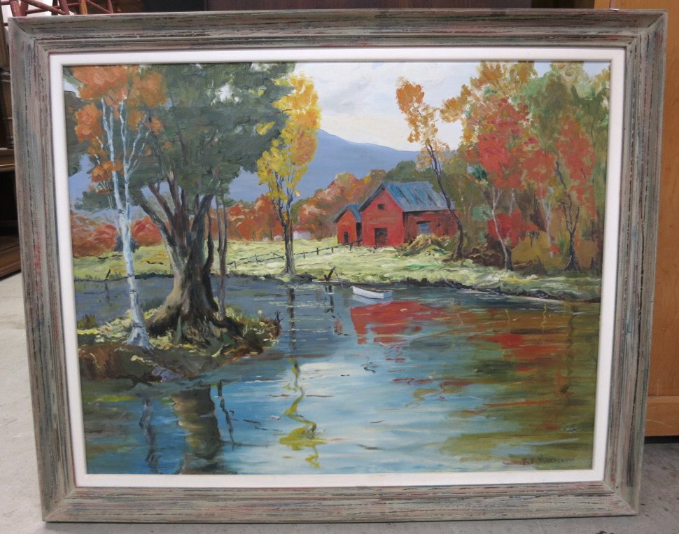 R.A. MAROJANO Landscape Oil On Canvas: Property of a Designer / Collector's Estate Stamford, CT. Professionally framed measures 23h x 28w