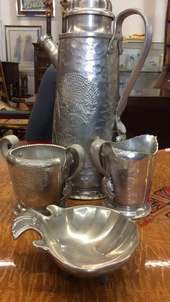 Hand wrought metal pot sugar creamer dish (1 of 9)