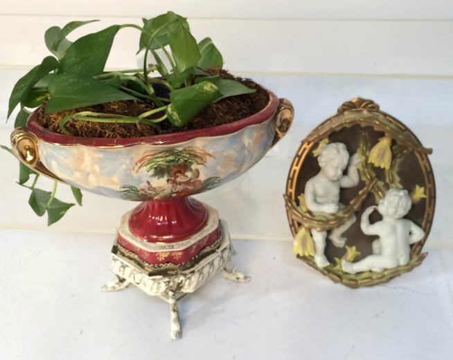 Porcelain and Metal Planter and Cherum Wall (1 of 8)