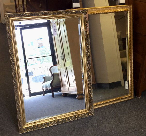 Pair Gold Painted Frame Beveled Mirrors (1 of 6)