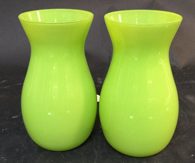 Pair Of Lime Green Vases (1 of 5)
