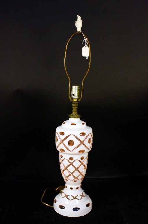 Cased Czech Bohemian Glass Lamp (1 of 4)