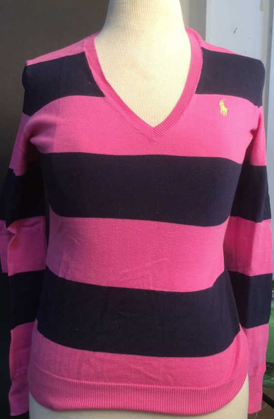Ralph Lauren Sport navy pink striped sweater: size small ladies Ralph Lauren sweater 100!percent cotton