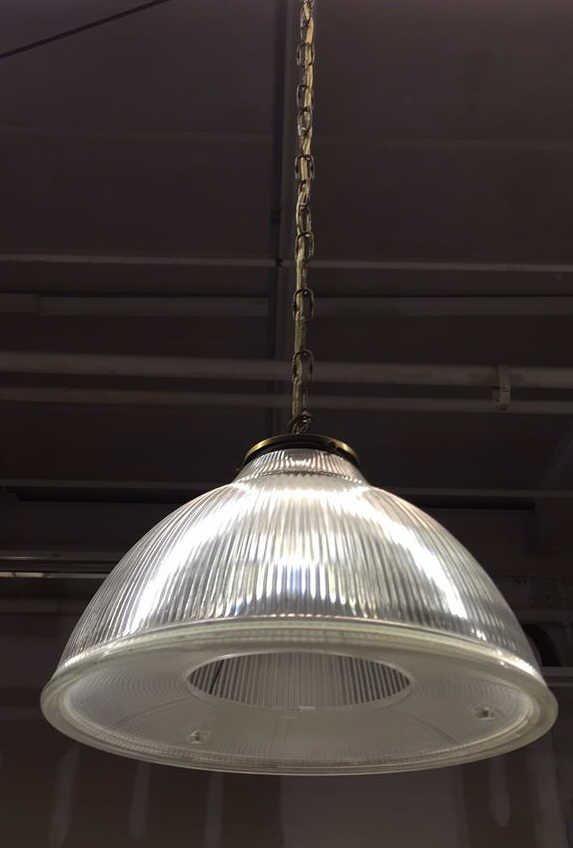 Vintage Industrial Loft Style Chandelier: Vintage Industrial Loft Style Chandelier with brass looking chain and ribbed glass dome single bulb lighting measures in inches 15.25D