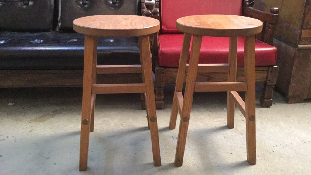 Pair of Country Style Rustic Wooden Stools (1 of 4)