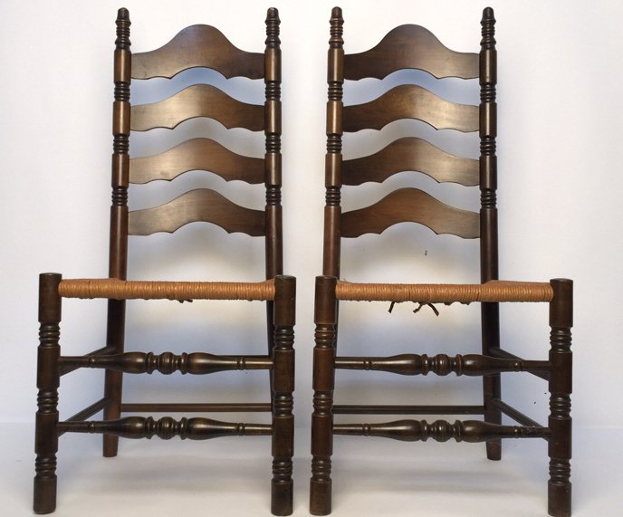 Pair Vintage Ladderback Side Chairs (1 of 7)