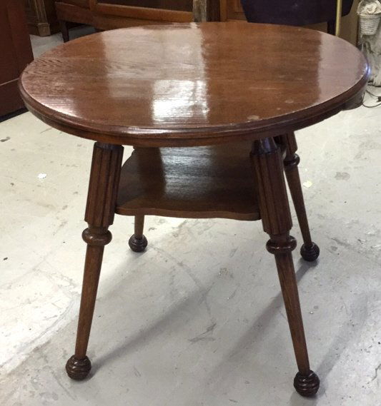 Vintage Wood Round End Table (1 of 6)