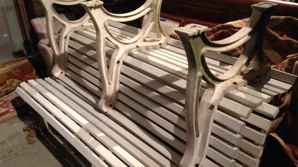 Pair White Outdoor Park Benches (1 of 4)