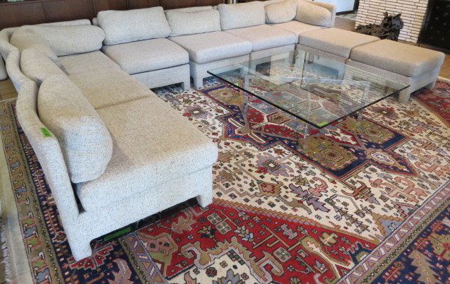 Mid-Century Oatmeal Fabric Sectional Sofa (1 of 9)