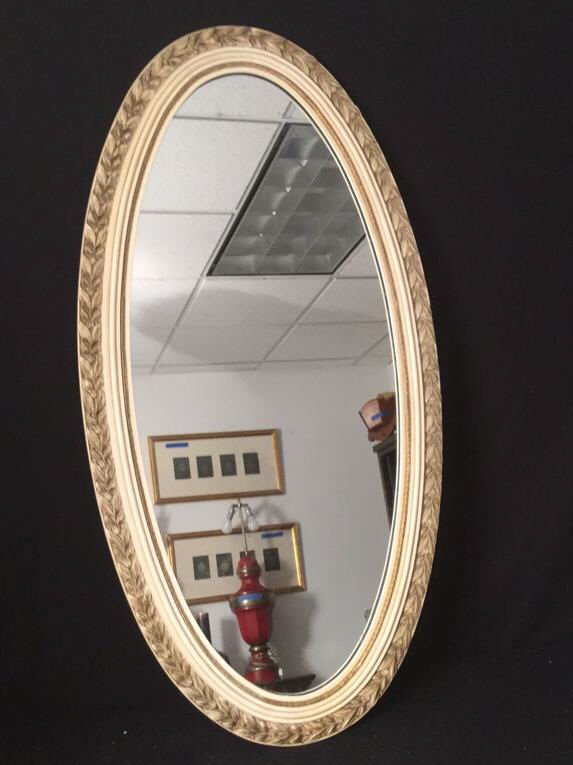 Carved Wood Framed Oval Mirror (1 of 6)