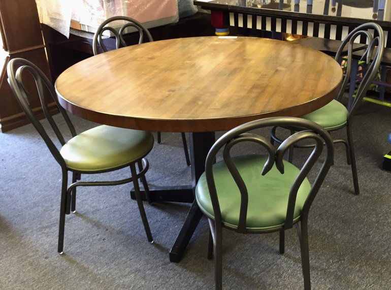 Round Butcherblock Style Walnut Table (1 of 6)