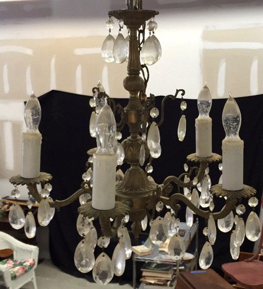 Victorian Bronze & Crystal Teardrop Chandelier (1 of 9)