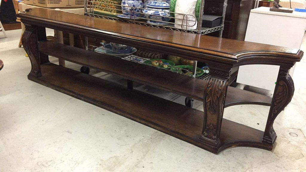 Vintage Carved Leg Wall Console with Shelves (1 of 9)