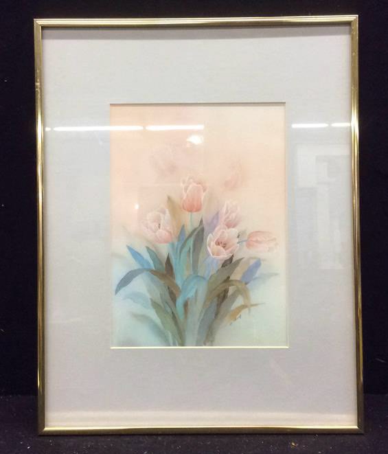 Framed Signed L. Chang Watercolor Print (1 of 4)