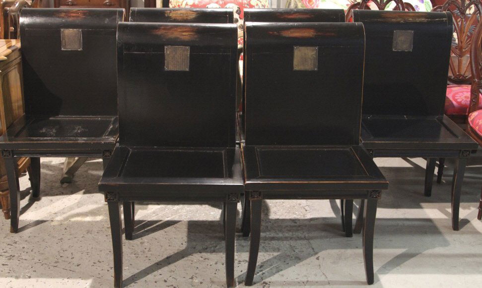 Set of Six Chinese Motif Dining Chairs (1 of 5)
