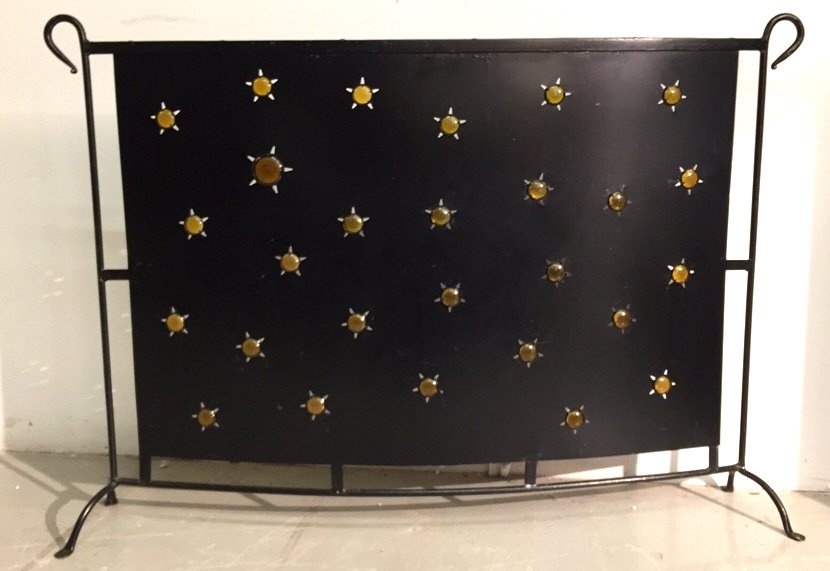 Industrial Modern Iron & Glass Fireplace Screen (1 of 6)