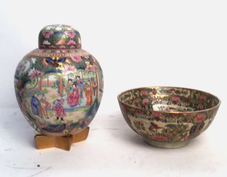 Pair of Asian Style Urn and Bowl (1 of 4)