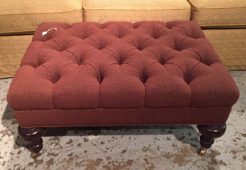 Oversized Tufted Ottoman on Metal Casters (1 of 5)