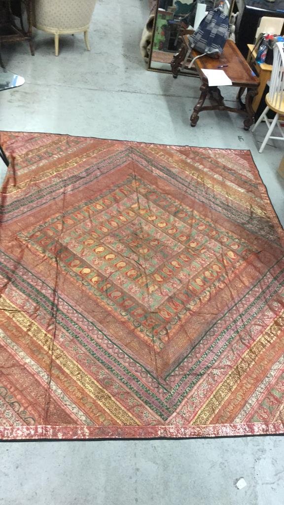 Ornate Red and Gold Embroidered Indian Blanket (1 of 5)