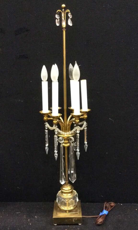 Brass and Crystal 6 Candle Light Lighting Fixture (1 of 7)