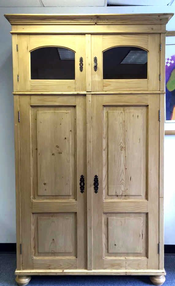 Vintage Pine Storage Armoire With Glass (1 of 9)