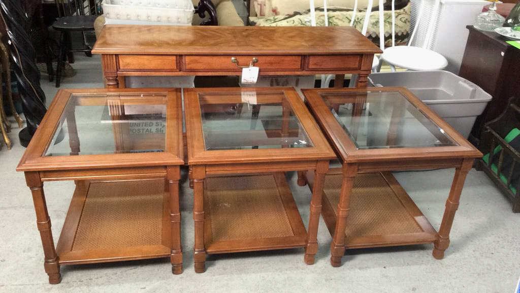 4 Piece Wooden and Glass Table Set (1 of 5)