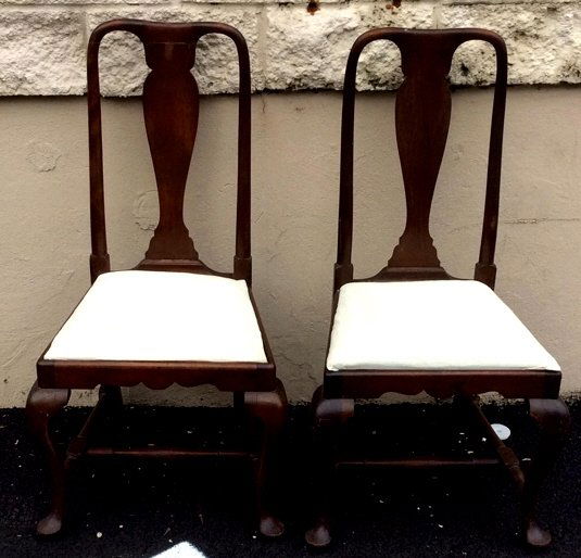 Pair Queen Ann Walnut Antique Side Chairs (1 of 9)