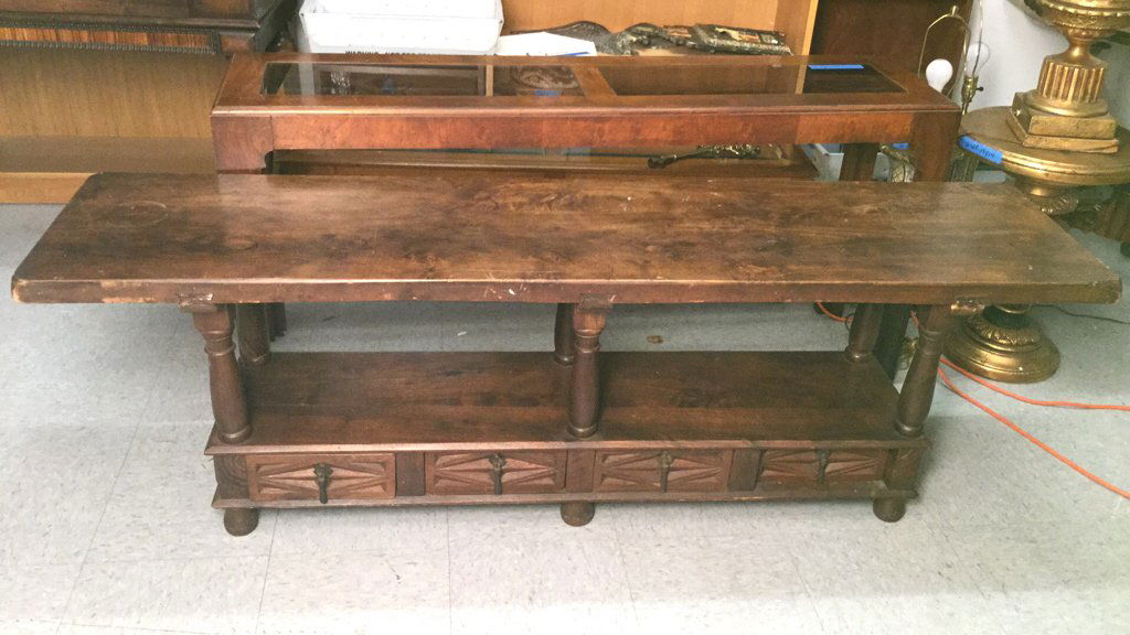 Antique Mahogany Low Console Table (1 of 5)