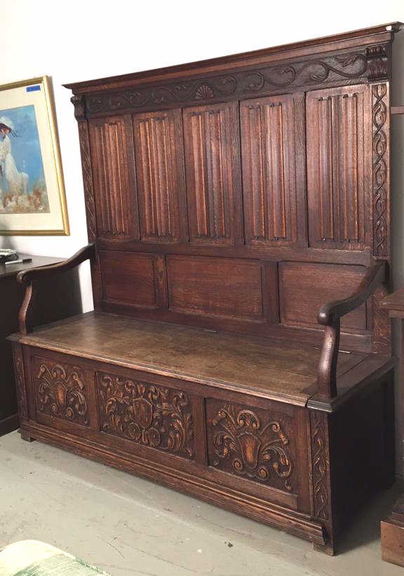 Mahogany Carved Victoria High Backed Bench (1 of 10)