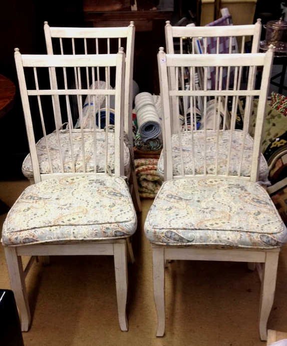 Set 4 COUNTRY WILLOW White Wood Chairs (1 of 6)