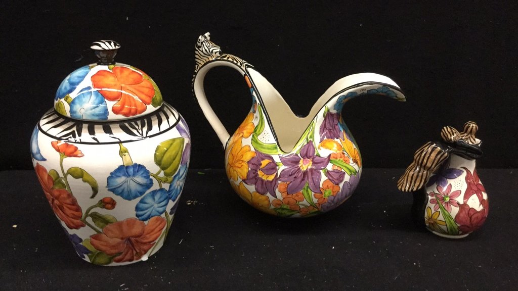 3 "Made in Zim" Hand Painted African Pottery (1 of 10)