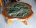 Wood & Green Marble Round Coffee Table