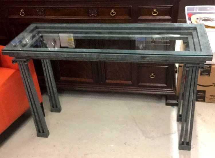 Green Metal Roman Style Console Table (1 of 7)