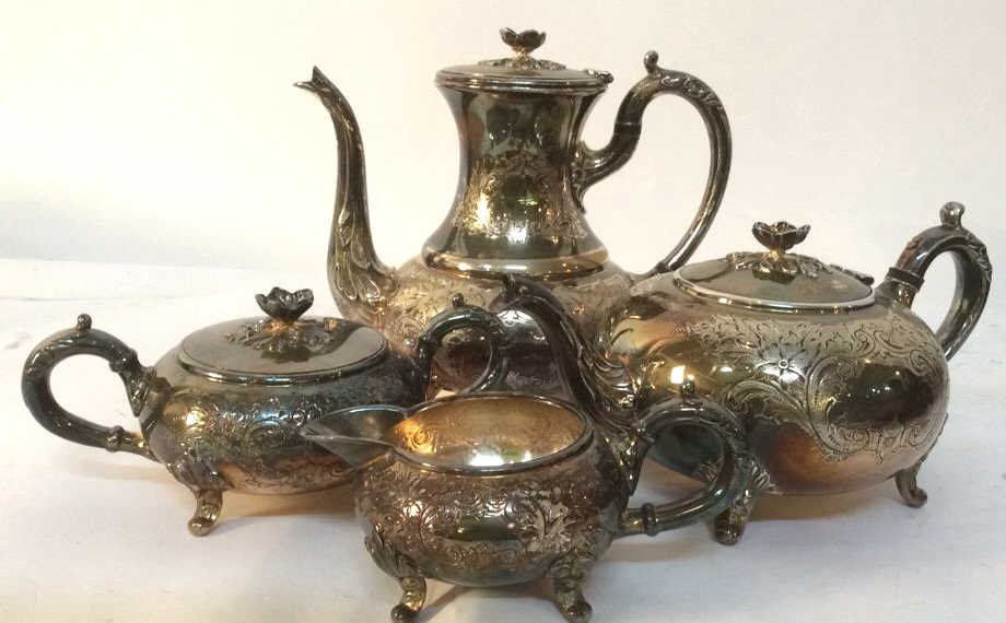 Hand Chased Silver Plate Coffee Tea Set (1 of 9)