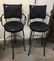 Pair Black Metal Swivel Bar Chairs - 2
