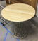 Rustic Modern Carved Wood & Marble Side Table - 2