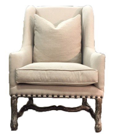 Linen Rustic Frame Wingback Arm Chair (1 of 9)