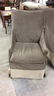 Pair Grey Velvet Skirted Chairs on Wheels - 3