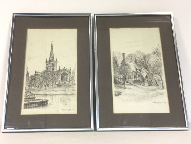 Pair Signed John Burt Prints: Lot includes two pieces of art possibly prints signed bottom right John Burt underlined numbered illegibly possibly the year, professionally framed and matted, rippling of artwork visible, frame is si