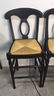 Pair Bar Chairs Wicker Seats Matte Black Frame - 2