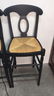 Pair Bar Chairs Wicker Seats Matte Black Frame - 3
