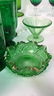 Group Lot Green Glass Platters and Crystal - 3