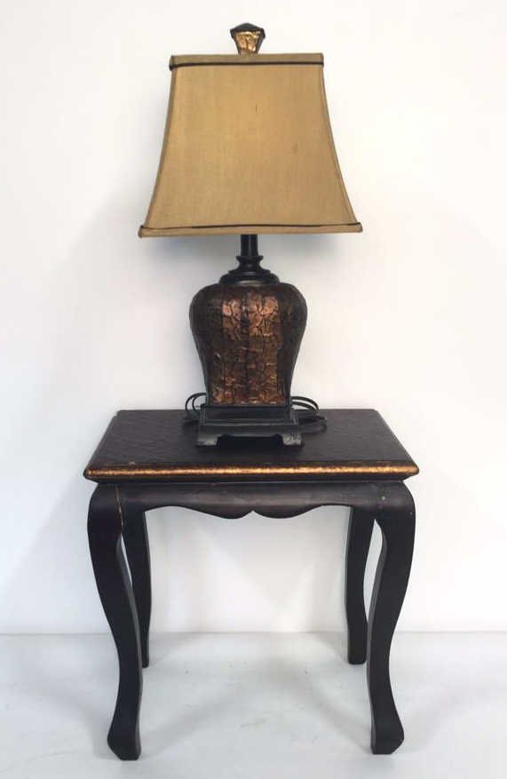 Crackle Vintage Wood Side Table & Lamp (1 of 9)